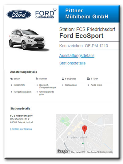 Ford Carsharing Autohaus Pittner Mühlheim GmbH